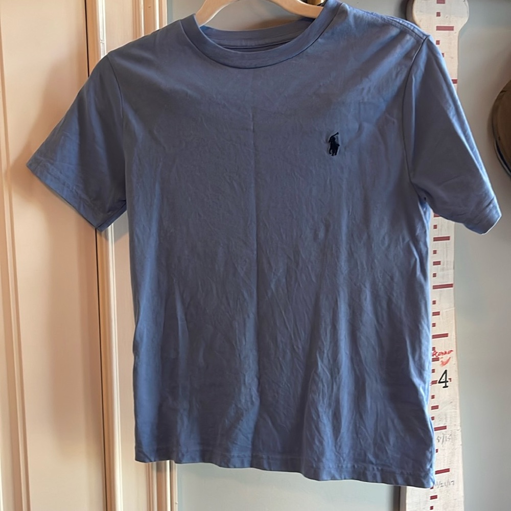 Polo Ralph Lauren boys size 8 (small) short sleeve T-shirt. Color is baby blue.